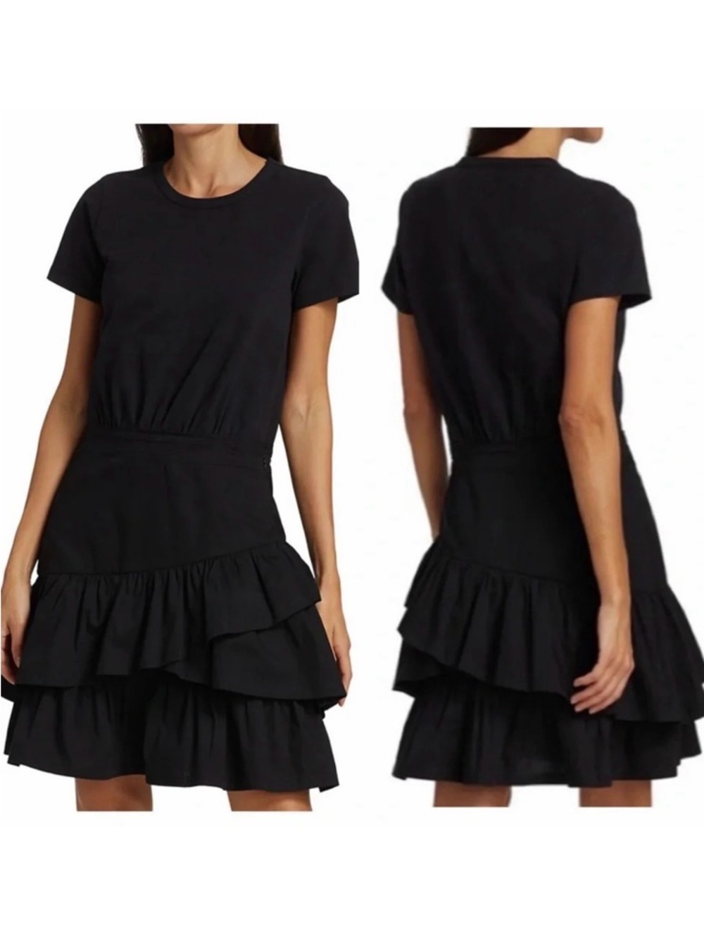 Veronica Beard Noha Black Tiered Ruffle Mini Dress Small